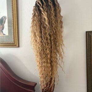 Blonde Ombre Long curly Wig 22 inches lace front